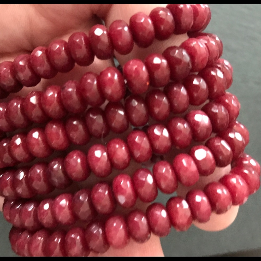 Hand faceted natural RUBY or GARNET bracelet